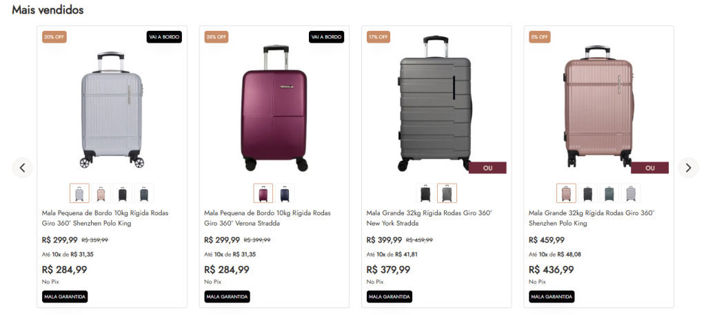 Vitrine de Mais Vendidos no E-commerce